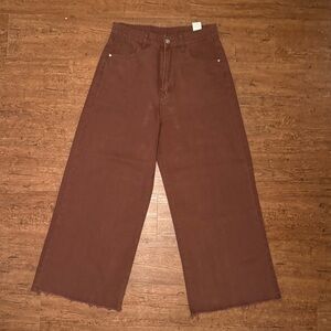 Brown Wide-Leg Jeans